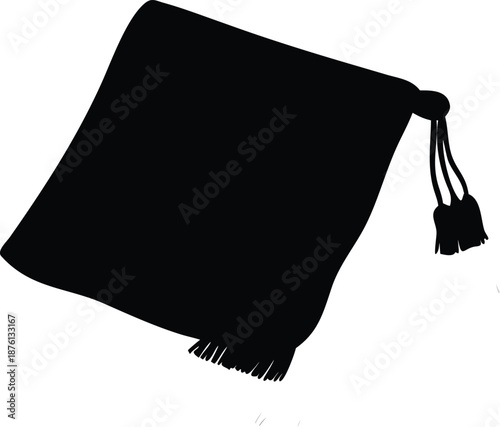 Tassel Drawstring Pouch Bag Silhouette Vector Illustration
