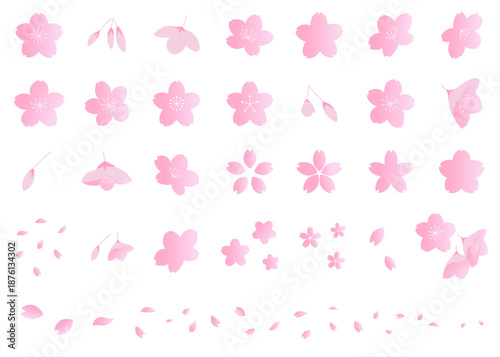 色々な形の桜のアイコンイラストセット