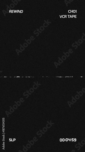 Rewind VHS screen overlay vertical animation 4K resolution.