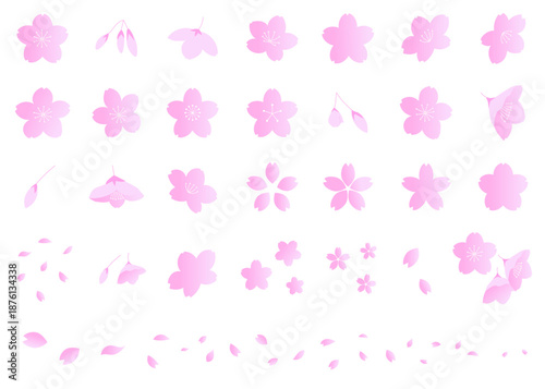色々な形の桜のアイコンイラストセット