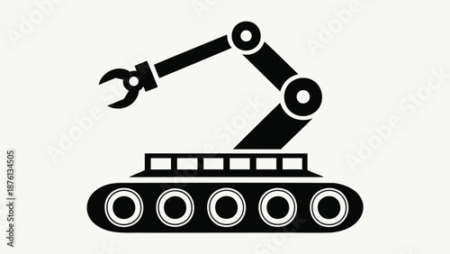 Robotic arm on tank treads with claw extended