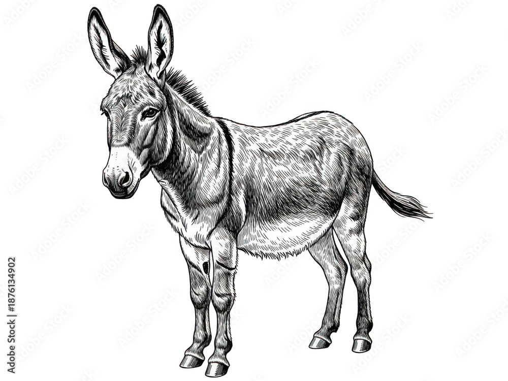Fototapeta premium Donkey isolated on transparent background