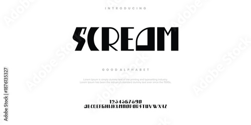 Scream Abstract Fashion font alphabet. Minimal modern urban fonts for logo, brand etc. Typography typeface uppercase lowercase and number. vector illustration