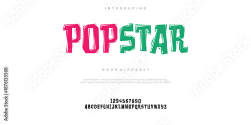 PopStar modern abstract digital alphabet font. technology typography, Creative urban sport fashion futuristic font and with numbers. vector illustration