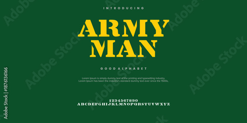 Army Man minimal abstract alphabet fonts. Typography colorful creative font. vector illustration