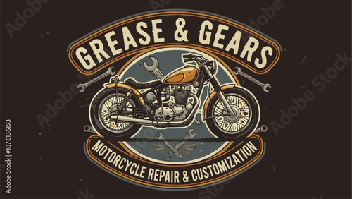 Vintage Motorcycle Repair and Customization Logo Design.