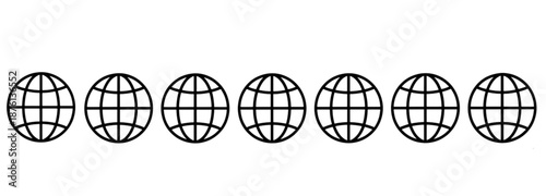 Globe icons set, WWW world wide web set site symbol, Internet collection icon, website address globe.