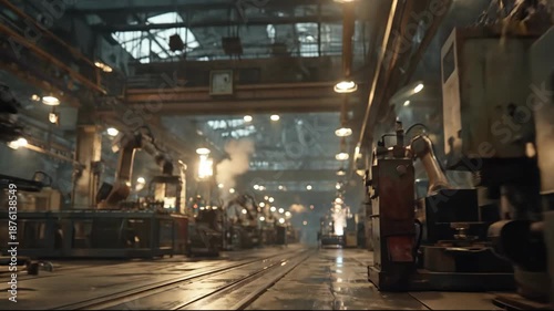 Wallpaper Mural Bustling and Spacious Industrial Factory Interior with Robotic Arms and Machinery Operating Under Bright Lights, Creating Dynamic, Futuristic Torontodigital.ca