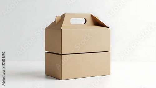 Wallpaper Mural Stack of Two Cardboard Boxes with Handles on White Background. Torontodigital.ca