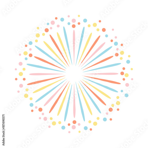Colorful pastel firework explosion sunburst vector for celebration