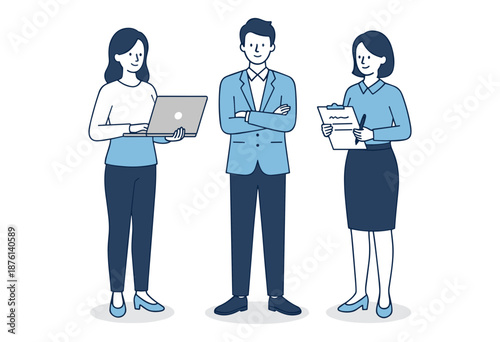 Professional Business Team Working Together Vector Illustration
