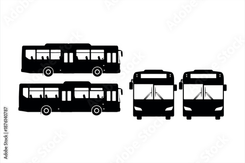 Bus Silhouettes Vector Set