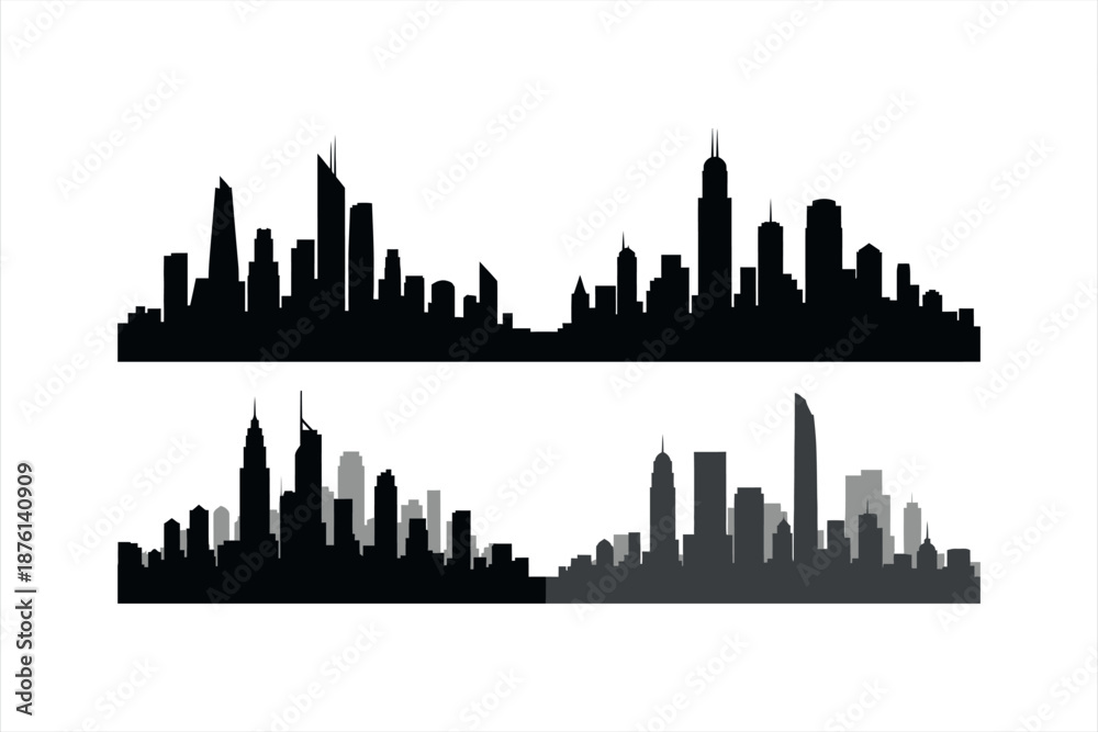 Obraz premium City Skyline Silhouette Vector Set