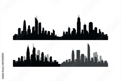 City Skyline Silhouette Vector Set
