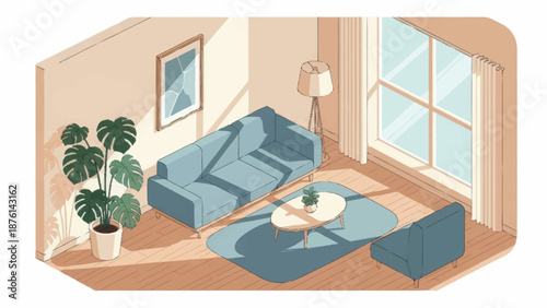 Cozy Living Room with Sofa and Coffee Table.