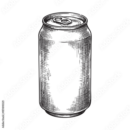 Aluminum Soda or Beer Beverage Can engraving vector illustration
