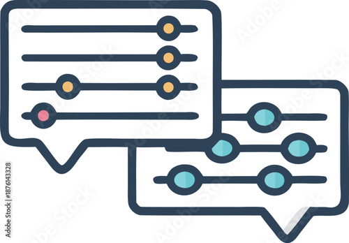 Modern chat interface with colorful interactive elements on dark background