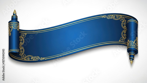 Elegant blue scroll with golden accents