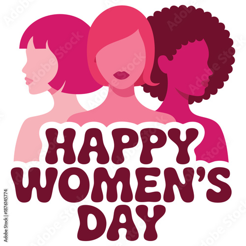 Happy Womens Day celebration greeting design vector illustration isolated on white background