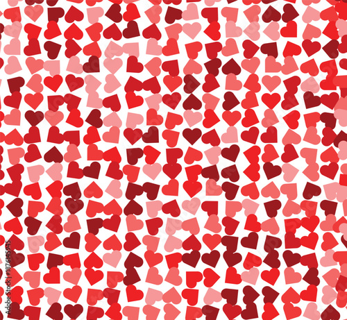 Seamless Pattern of Red Hearts on White Background for Valentine's Day