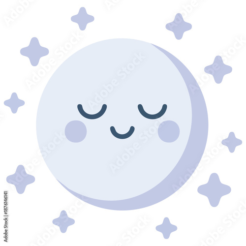 Cute moon with stars kawaii night icon vector illustration isolated on white background