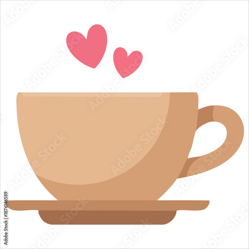 Coffee cup hand drawn for Valentines Day vector illustration isolated on white background