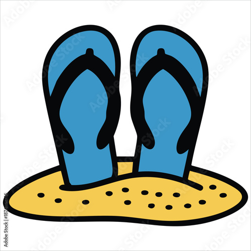 Beach summer flip flops sandals accessory vector illustration isolated on white background