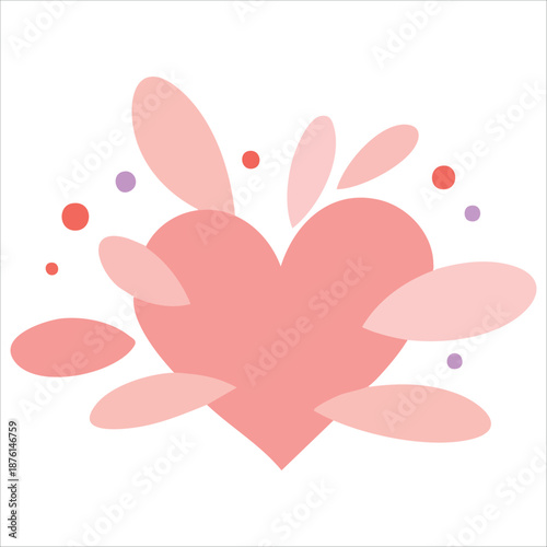 Girl power pink heart female strength vector illustration isolated on white background