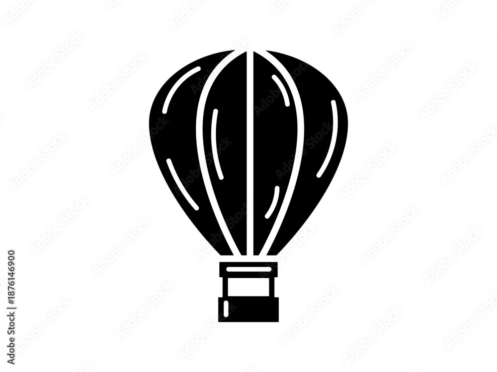 Fototapeta premium Black air ballon icon in a simple flat silhouette style