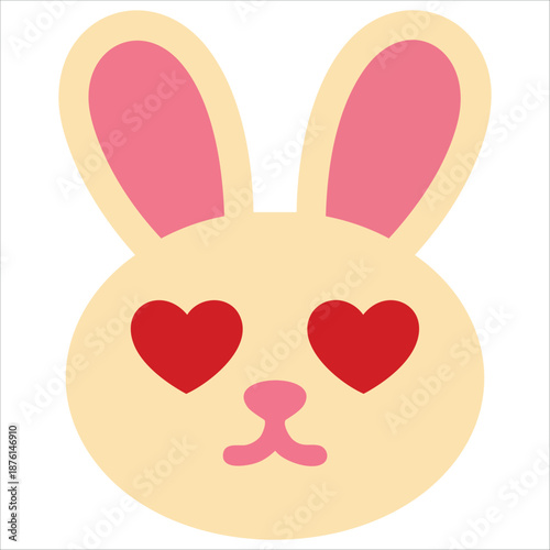 Nice cute bunny rabbit face vector illustration isolated on white background