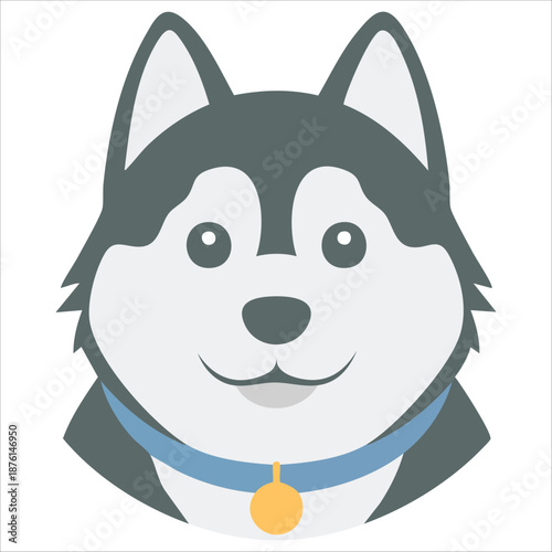 Siberian husky dog emoji vector icon illustration isolated on white background