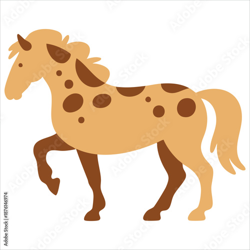 Galloping western wild horse hand drawn vector illustration isolated on white background