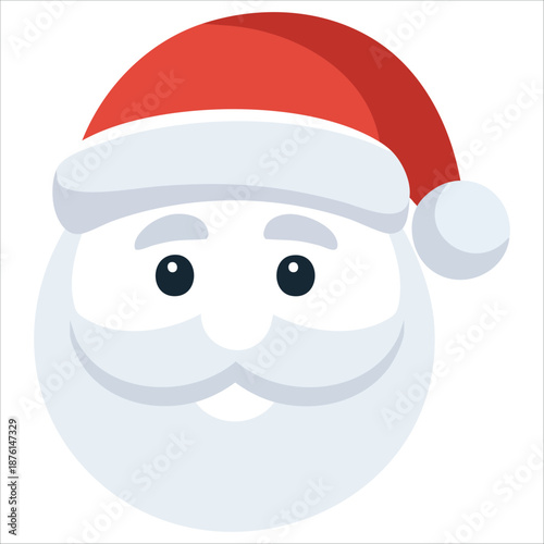 Santa Claus hat cute cartoon white face vector illustration isolated on white background