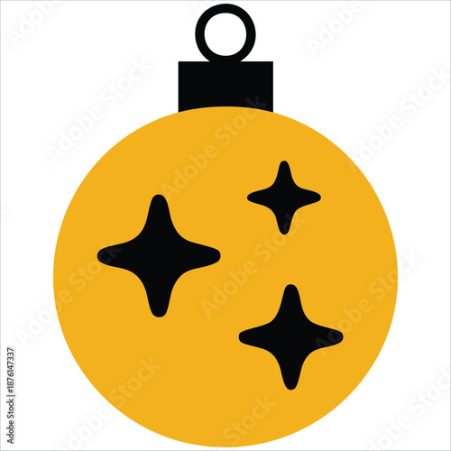 Christmas elegant ball embossed pattern vector icon isolated on white background