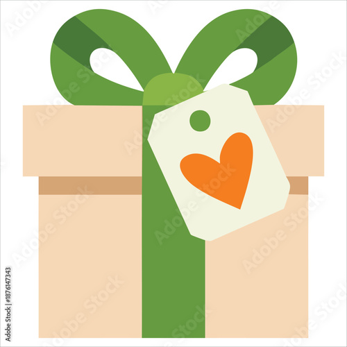 Hand drawn flat style Christmas holiday gift vector illustration isolated on white background