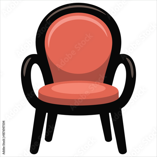 Flat vector illustration of a hand drawn cozy chair isolated on white background