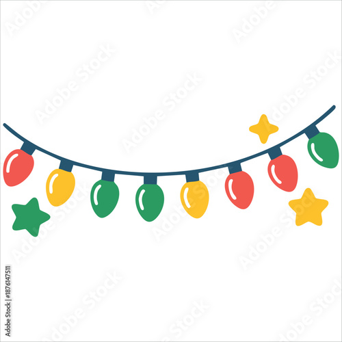 Hanging Christmas light decoration vector illustration isolated on white background