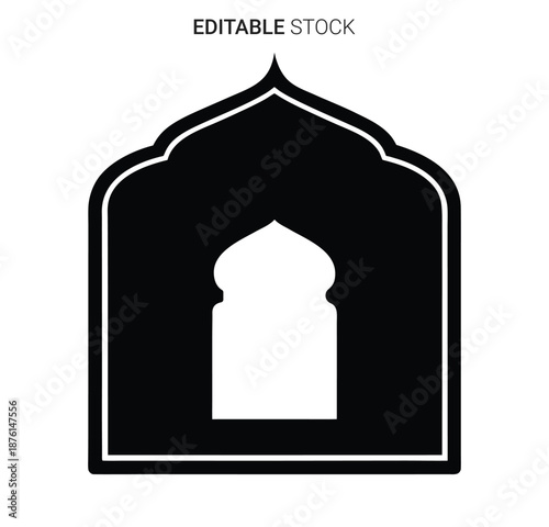 Islamic archway design with pointed top and white outline silhouette high quality professional