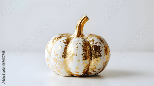 White decorative pumpkin isolated on clean background
