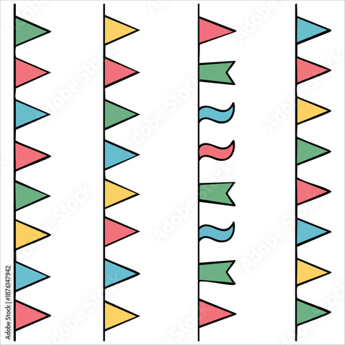 Colorful bunting flags for card and invitation decoration vector illustration isolated