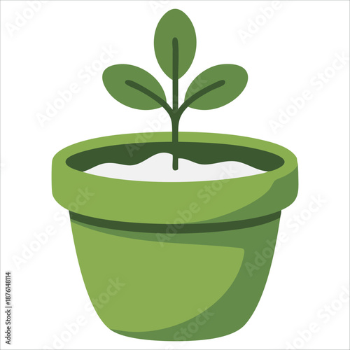 Plant in pot icon vector illustration of growing plant isolated on white background