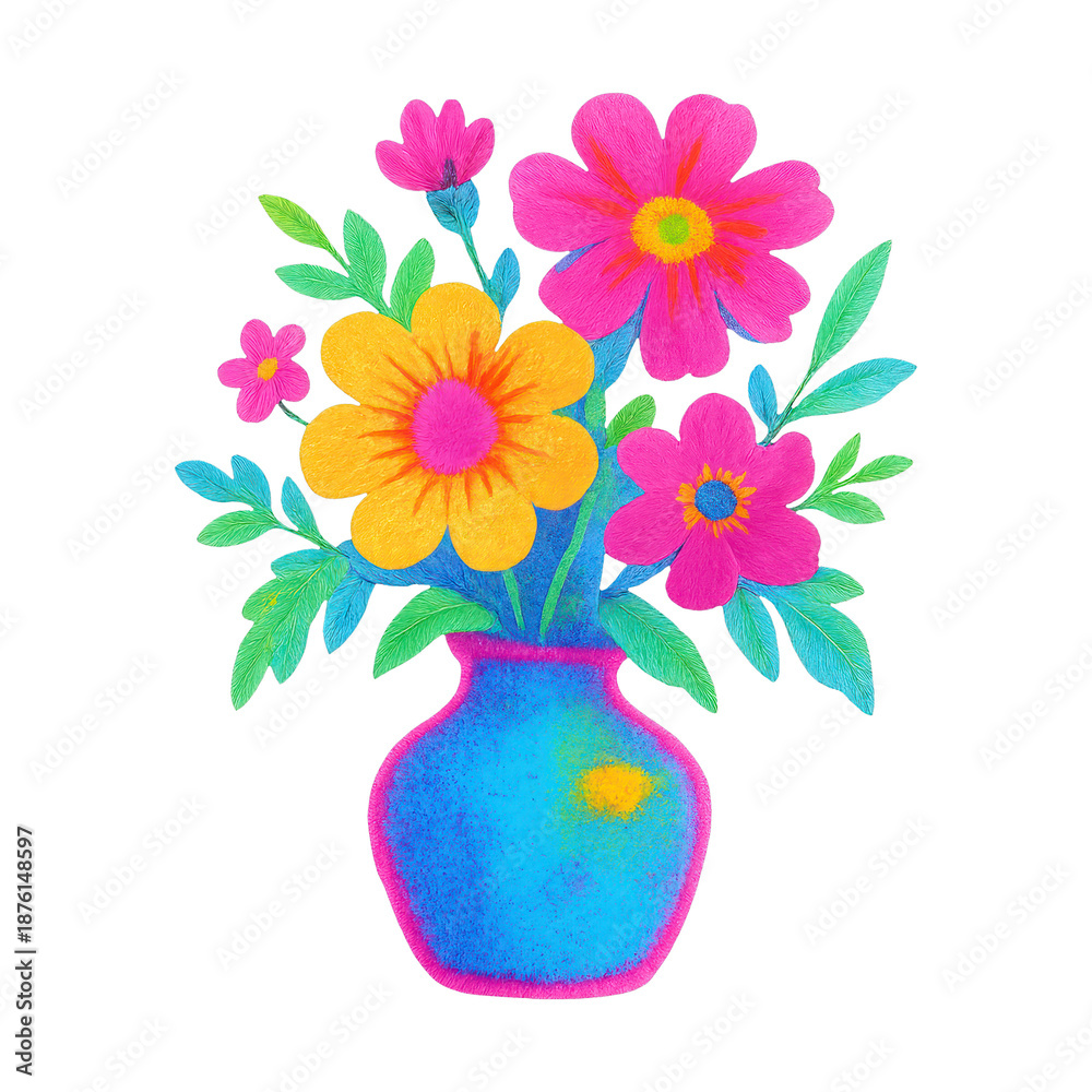 Fototapeta premium PNG Vibrant floral vase illustration