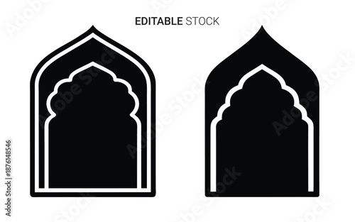 Islamic archway designs in black and white silhouette high quality professional detailed modern