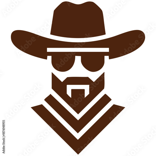 Silhouette of cowboy icon shape isolated vector illustration on white background