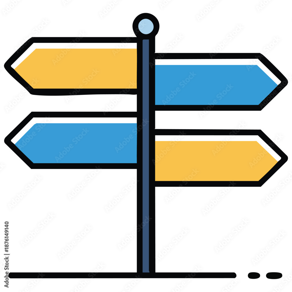 Obraz premium Arrow direction icon in colorful vector style for wayfinding isolated on white