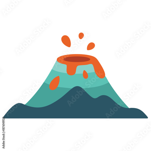 Volcano mountain eruption disaster natural hazard icon vector illustration