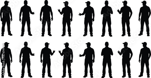 Black Construction Hand Tools Silhouette Icon Set with Hammer Saw Screwdriver Wrench and Level for DIY Home Repair and Professional Maintenance