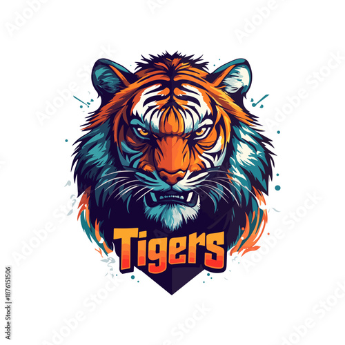 Tigers - logo template design. Tiger animal mascot head vector illustration logo. Wild cat head mascot, Tiger head emblem design for eSports team
