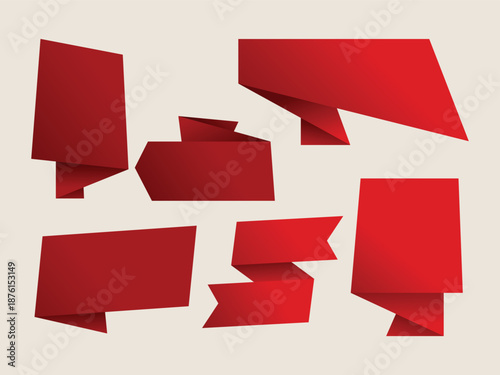 Red chat origami banner design Illustrator vector design