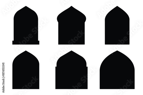 collection of six different black architectural features silhouette high quality professional detailed modern